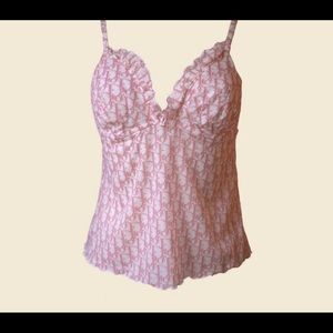 CHRISTIAN DIOR PINK DIORISSIMO GIRLY CAMISOLE SILK TOP